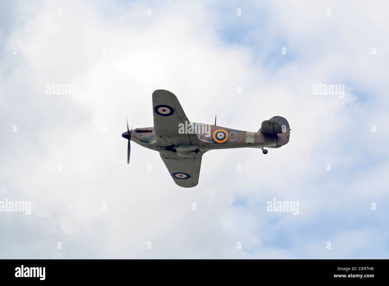 Hurricane Mk XIIa 5711 (G-HURI) al Farnborough International airshow di commercio Foto Stock