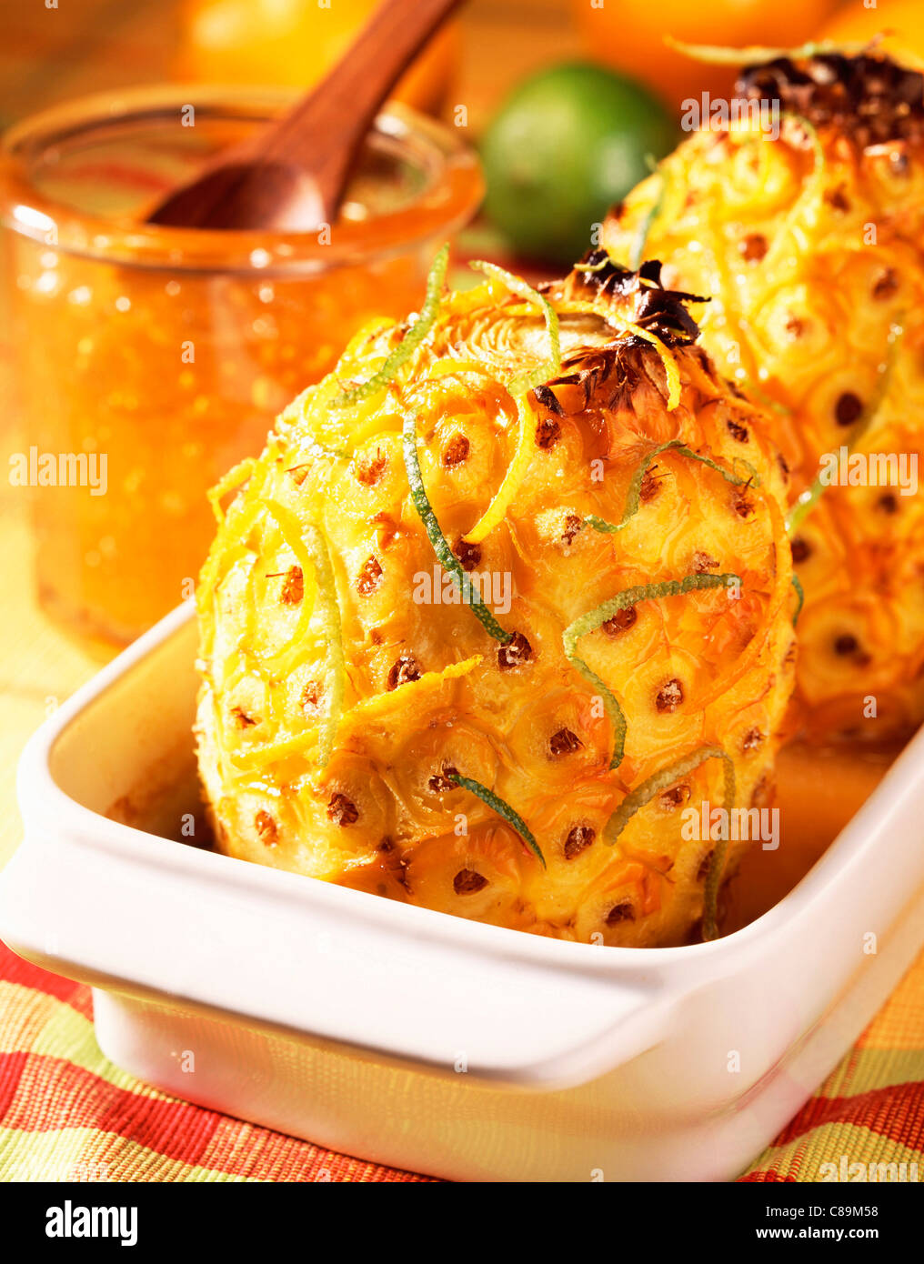 Cotta conserve di ananassi Foto Stock