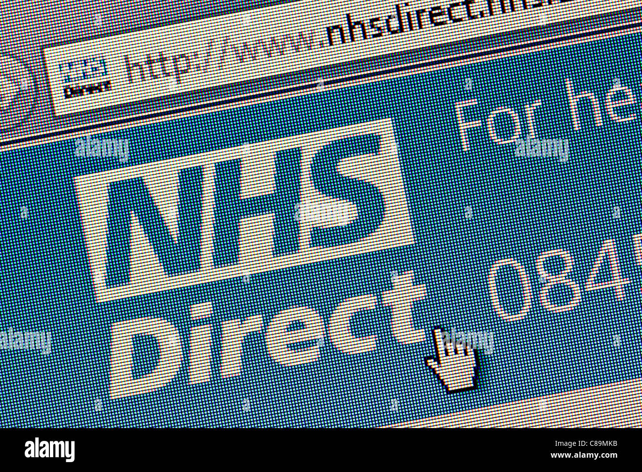 NHS logo diretto e sito web close up Foto Stock