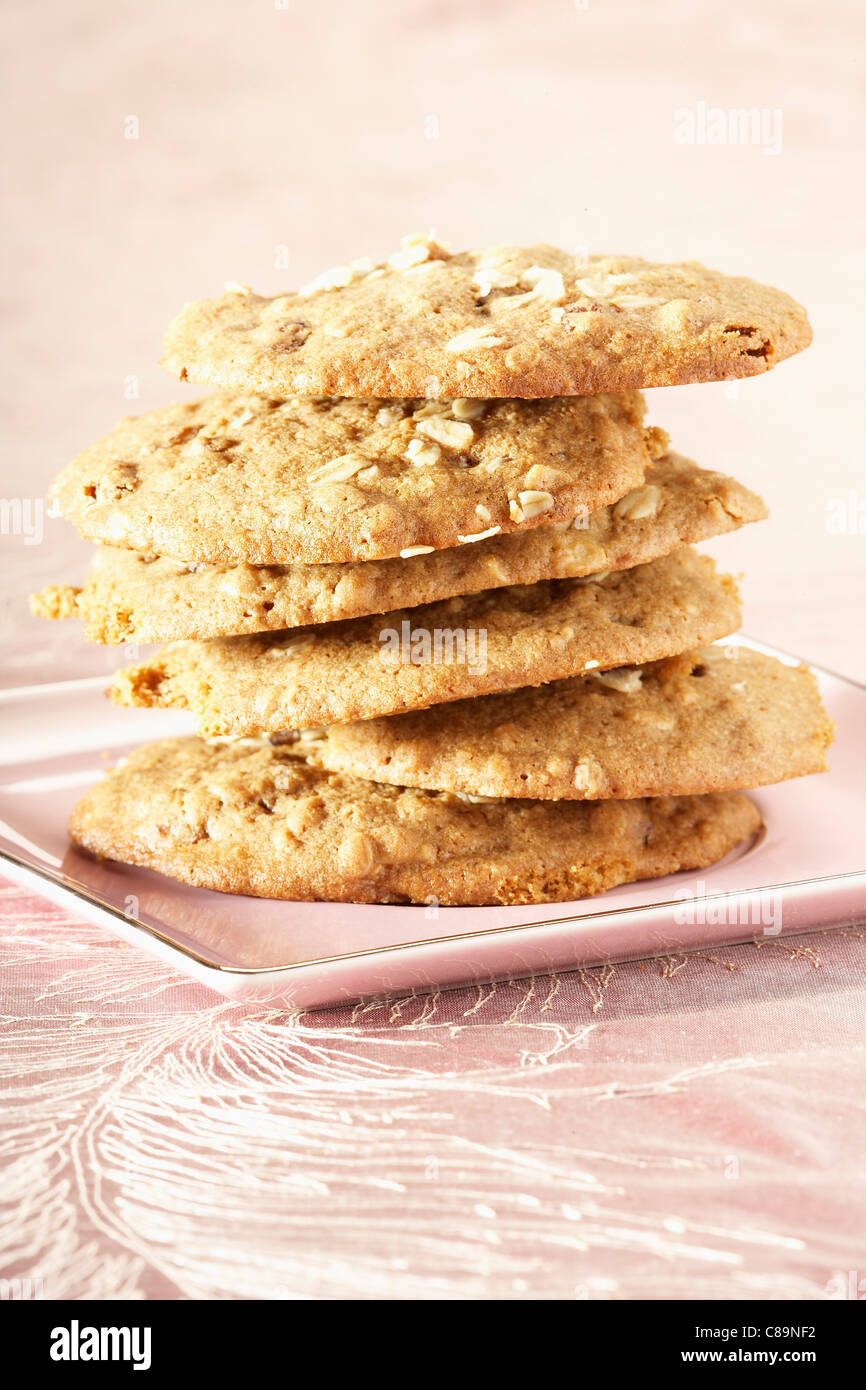 Oat e uva passa i cookie Foto Stock