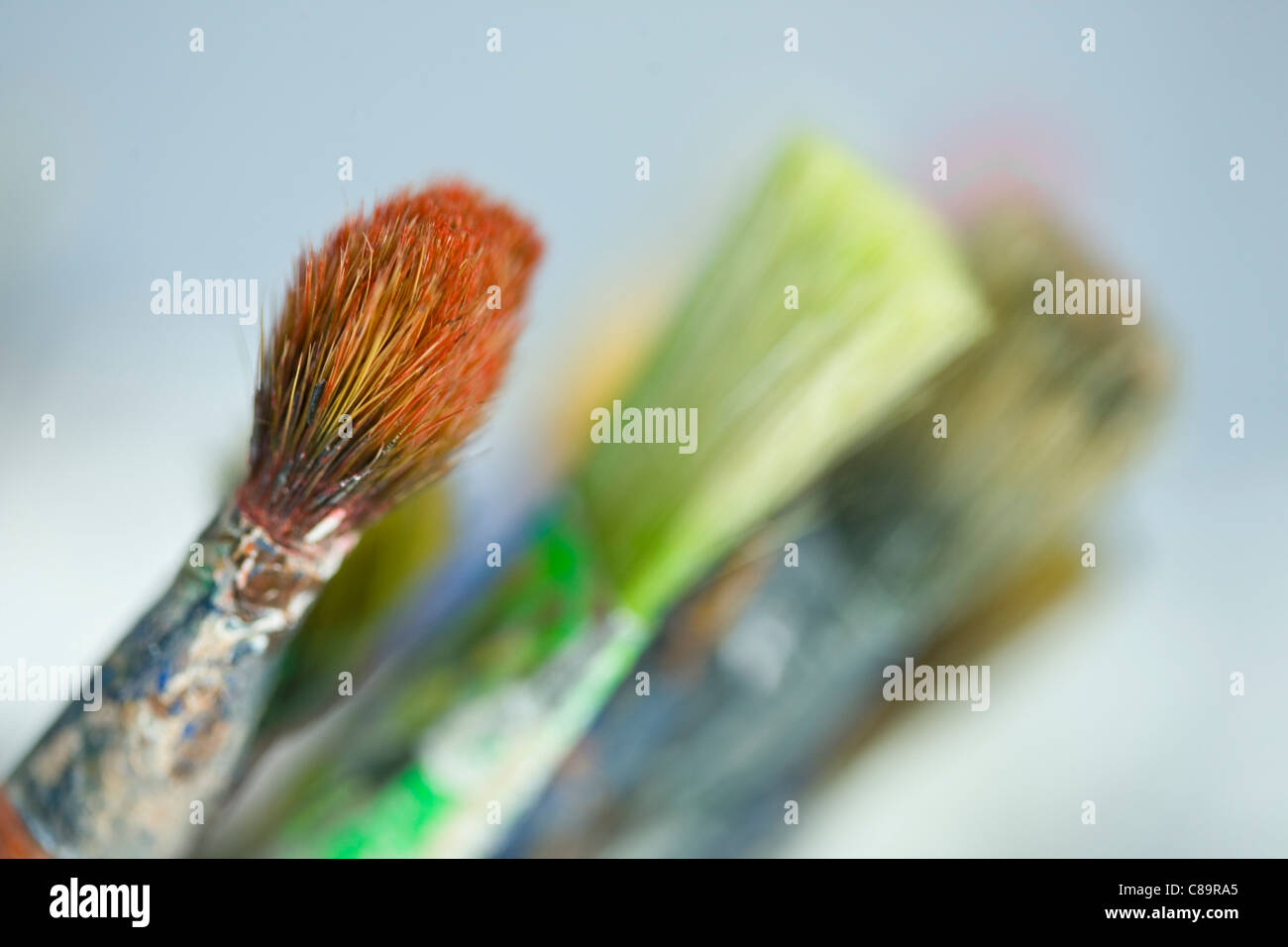 Close up di sporco pennelli Foto Stock