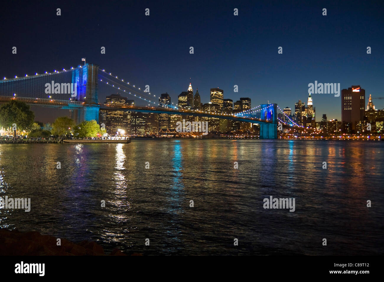 Stati Uniti d'America, New York, vista del fiume Hudson di notte Foto Stock