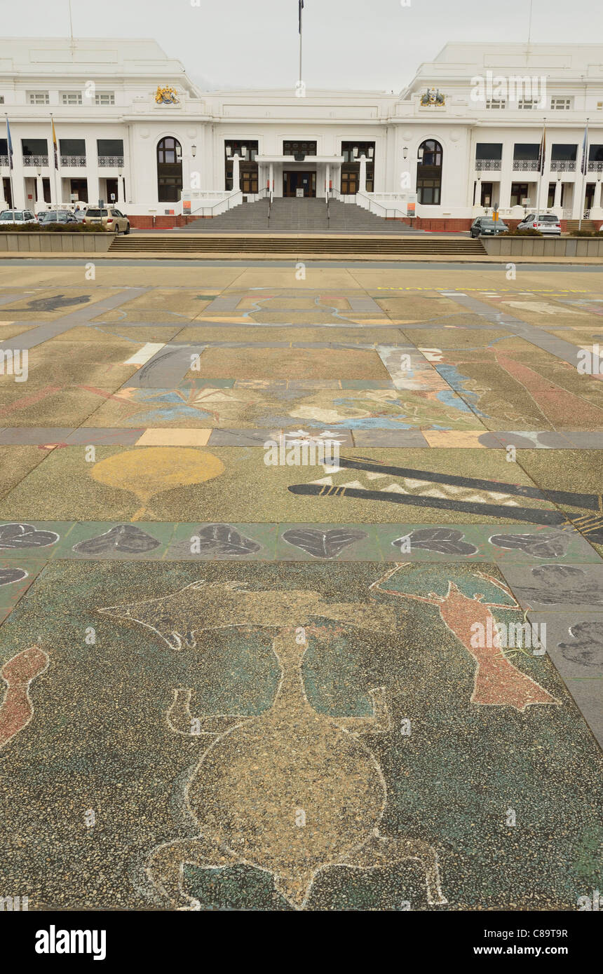 Australia, Territorio della Capitale Australiana, Canberra, in vista della vecchia casa del parlamento con motivi in primo piano Foto Stock