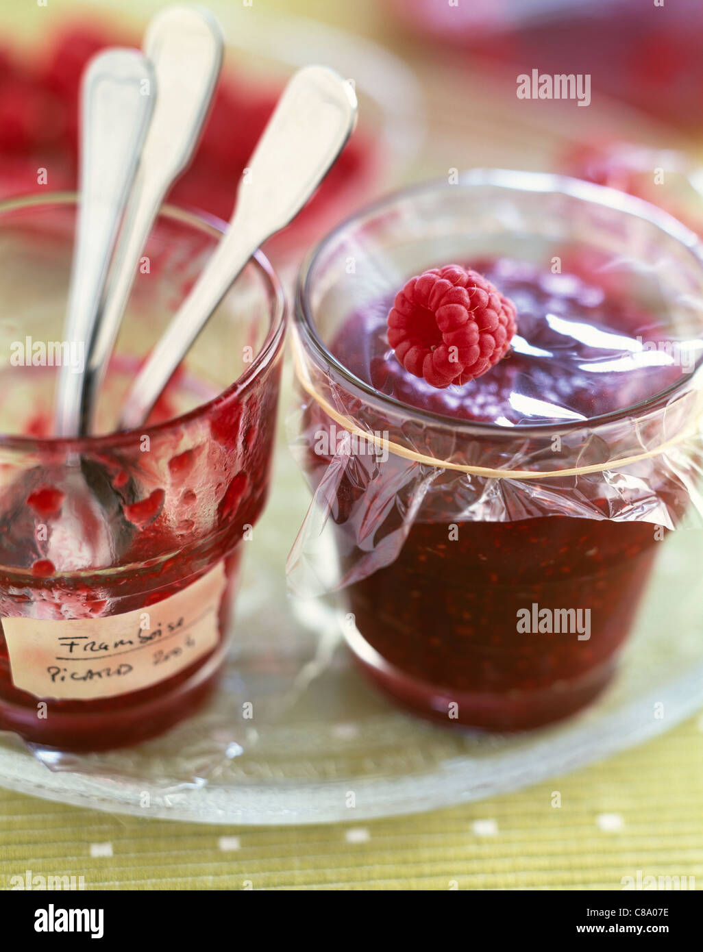 Marmellata di lamponi Foto Stock
