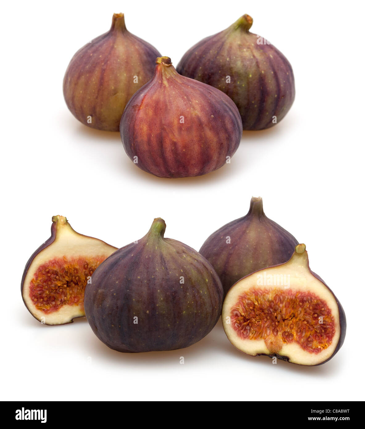 Fig frutti su sfondo bianco Foto Stock
