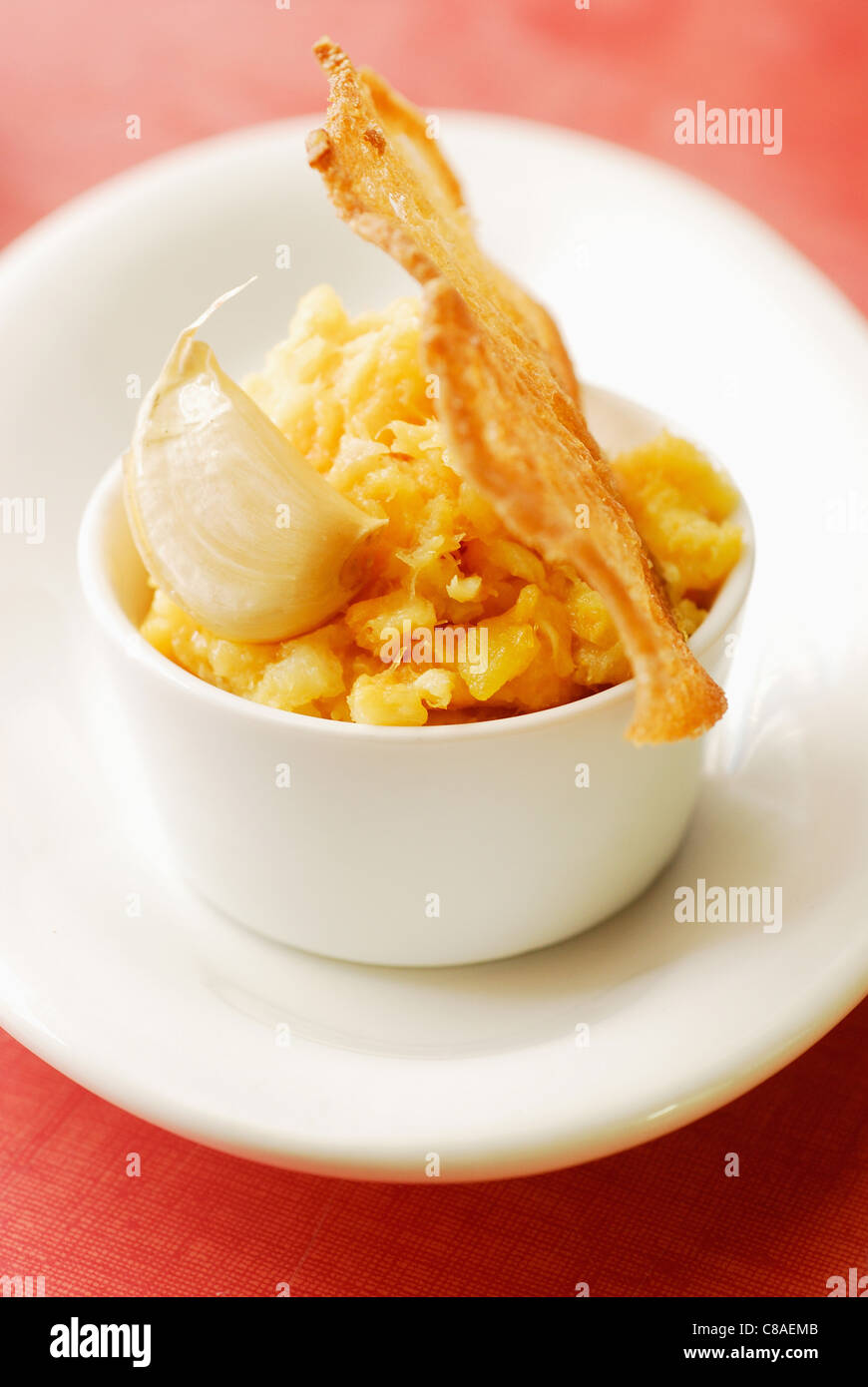 Cod Brandade cotte con aglio confit Foto Stock