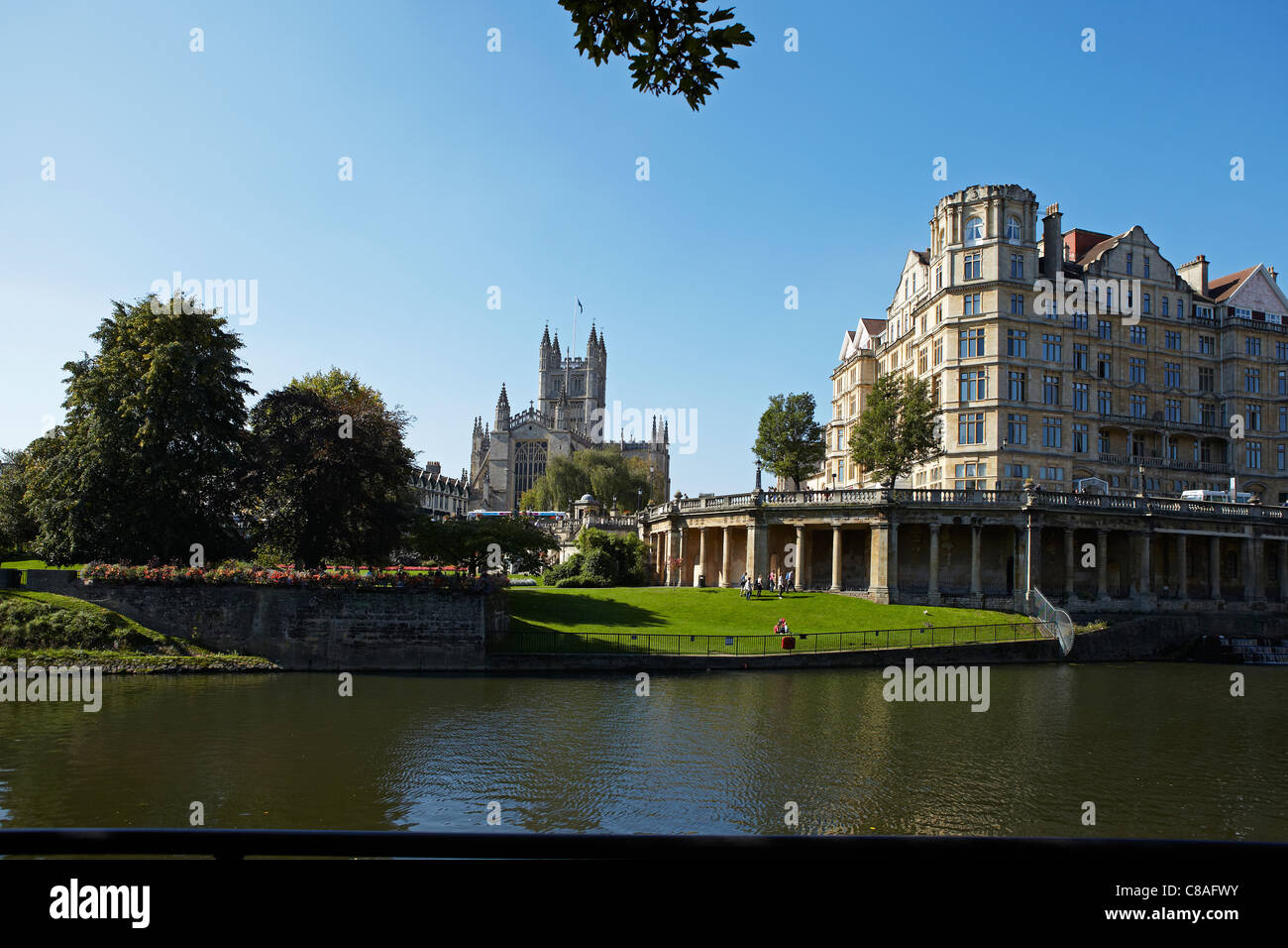Abbazia di Bath e Abbey Hotel, bagno, England, Regno Unito Foto Stock