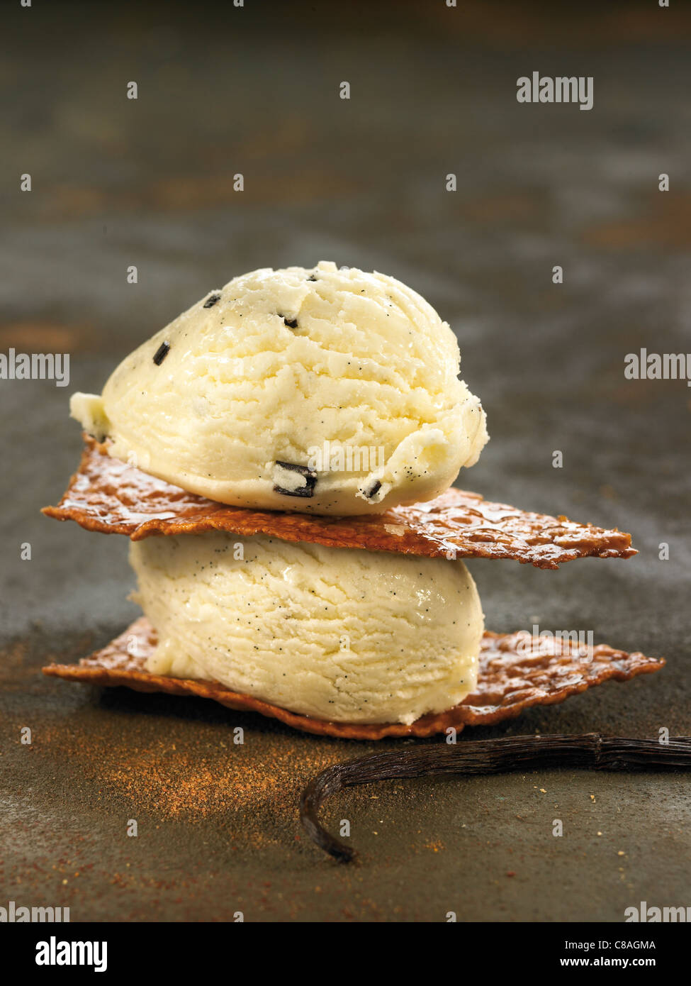 Stracciatella gelato sul wafer Foto Stock