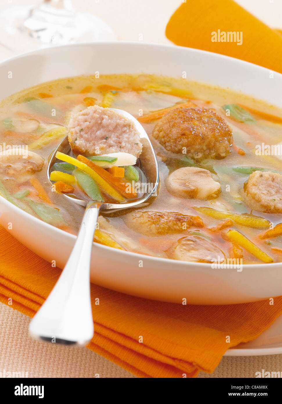 E polpette di brodo vegetale Foto Stock