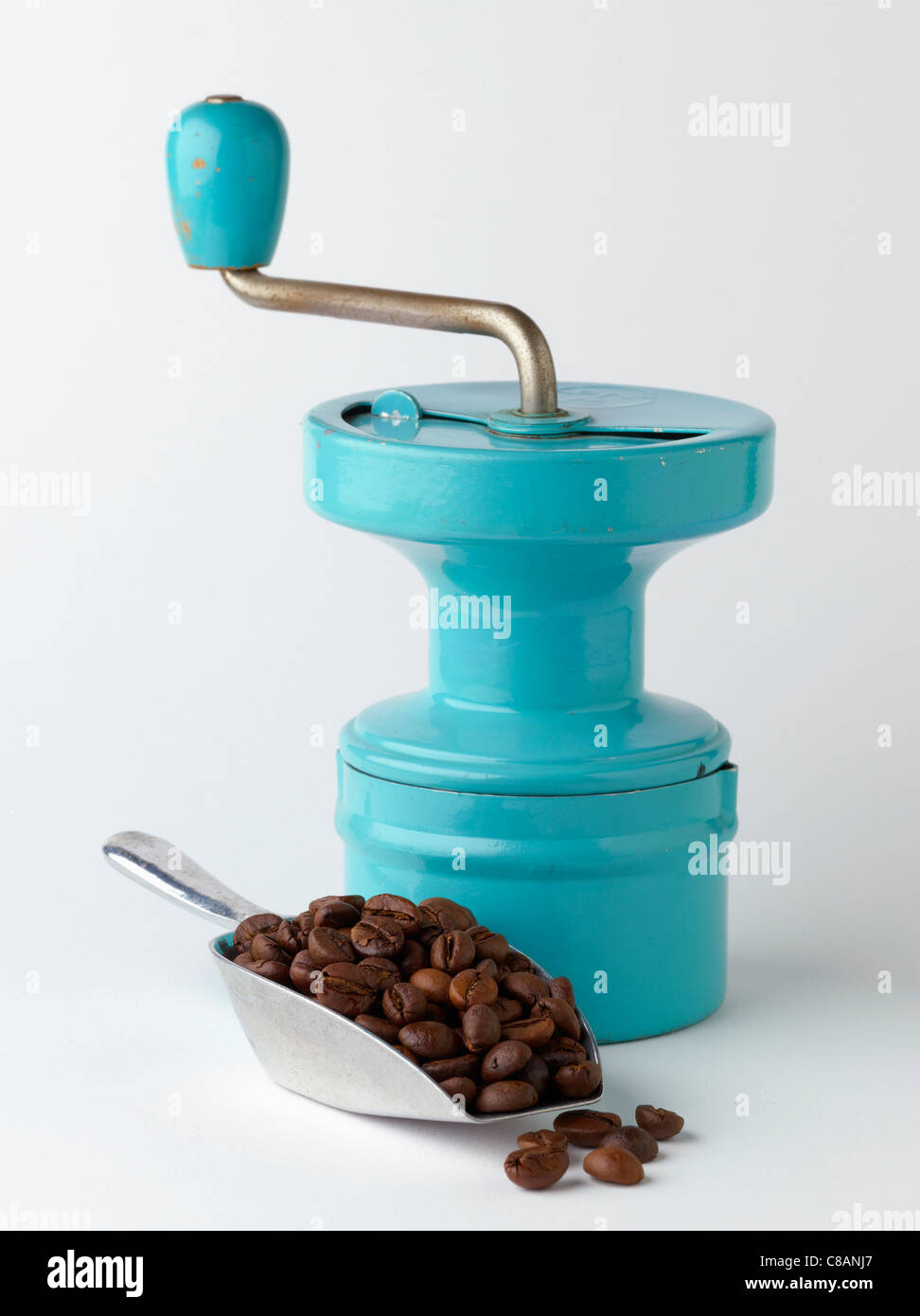 Mulino di caffè e caffè in grani Foto Stock