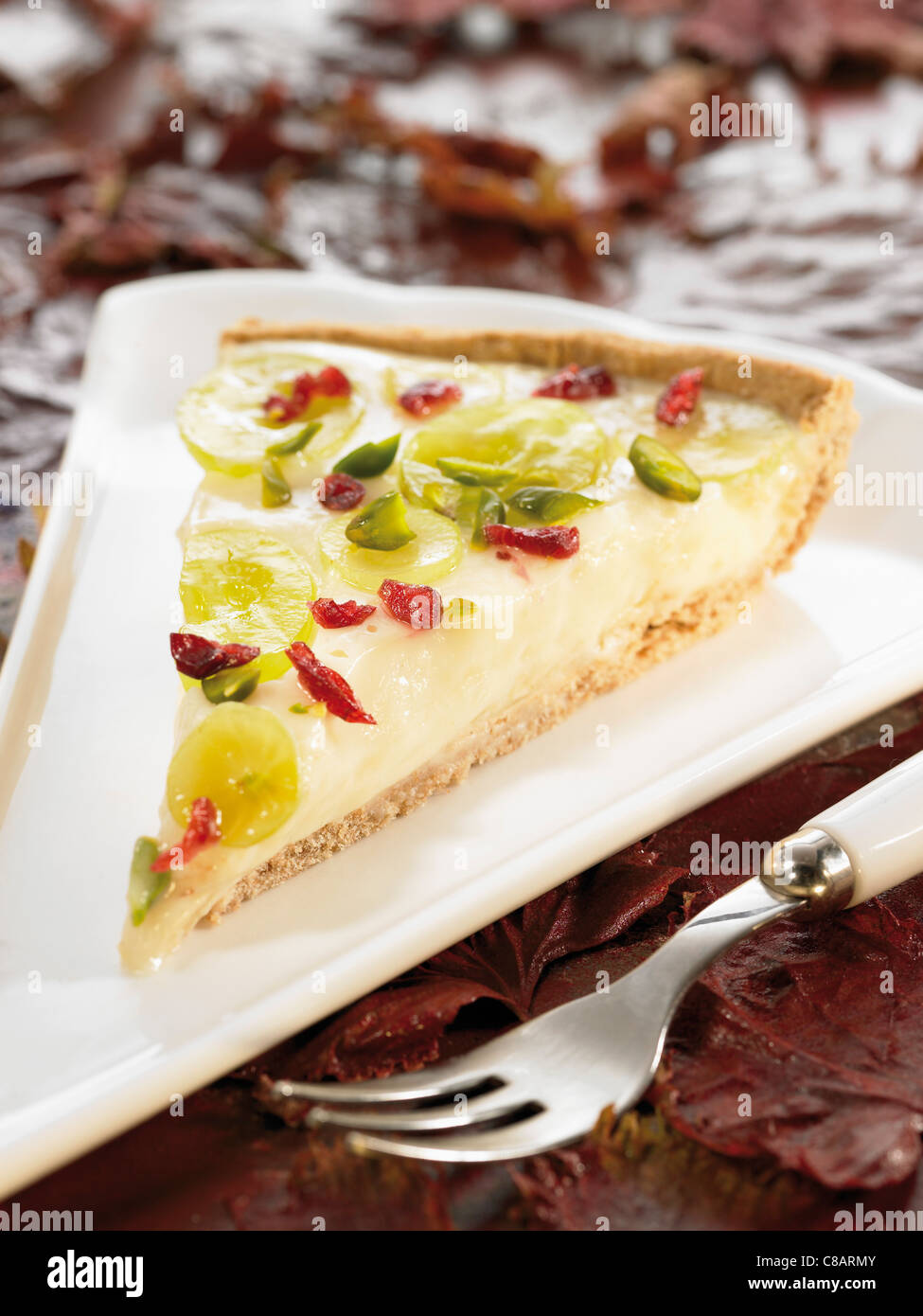 Porzione di uva bianca tart Foto Stock