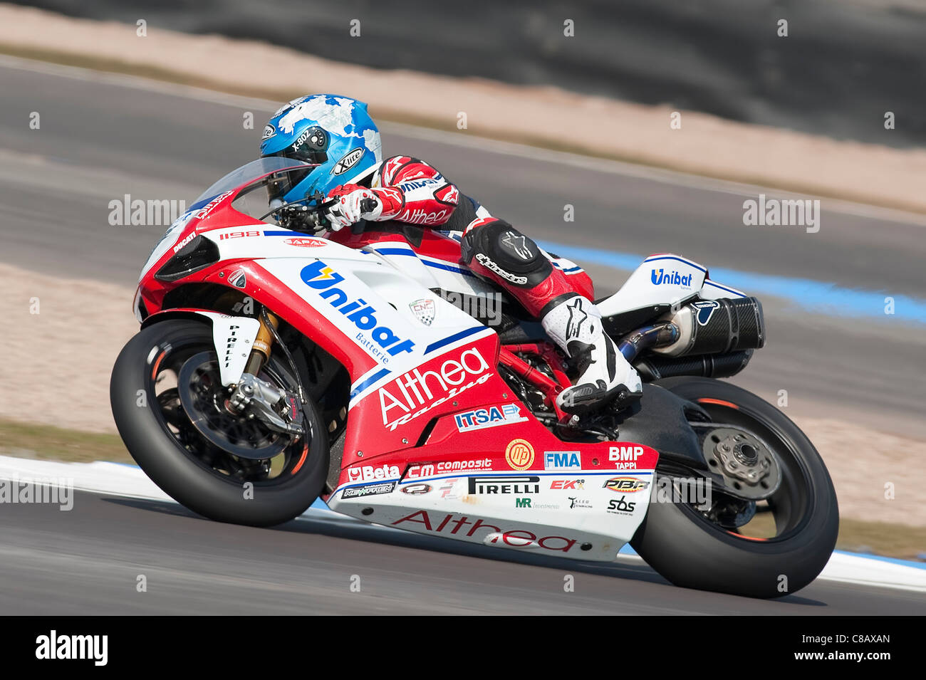 Carlos Checa, il Campionato del Mondo Superbike, Donington Park, 2011 Foto Stock
