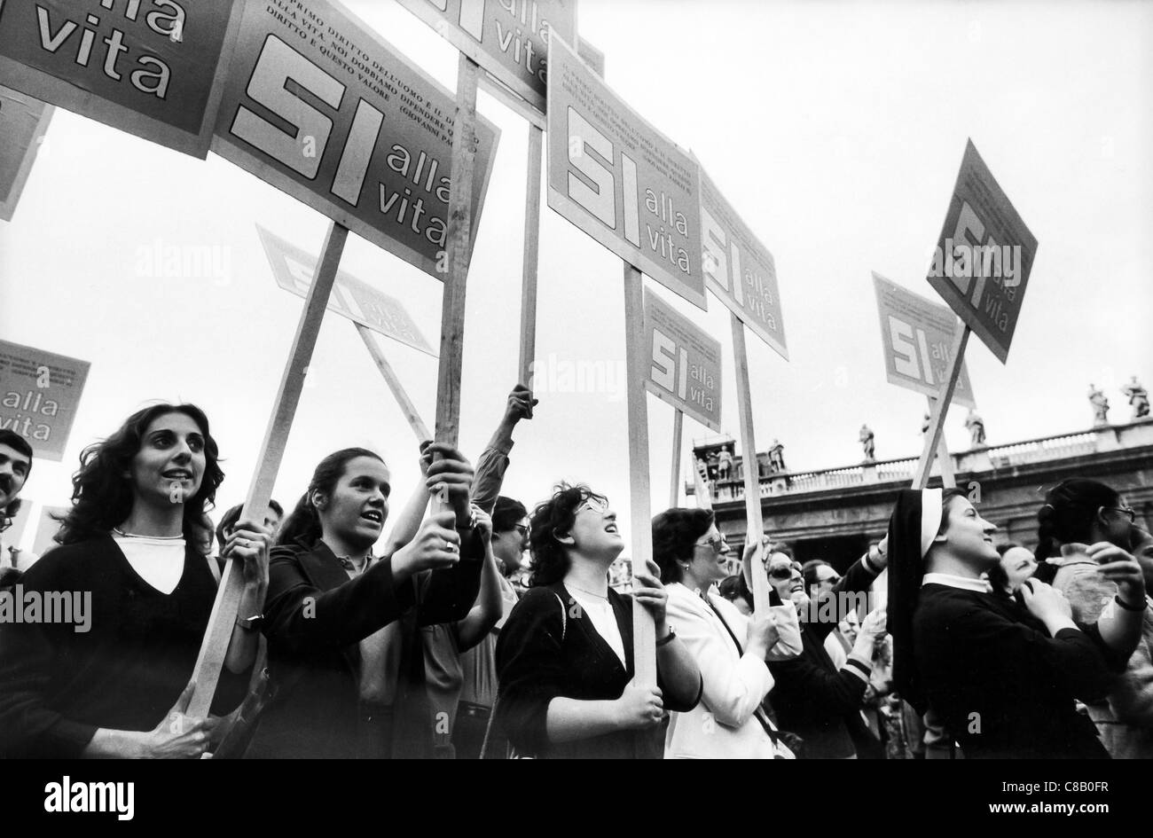 Dimostrazione cattolica contro la legalizzazione dell aborto,1976 Foto Stock