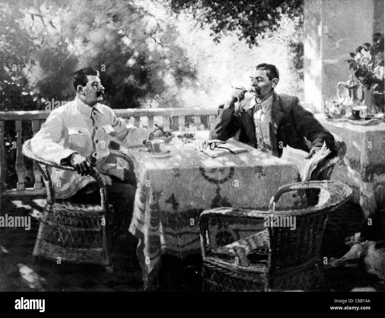 Joseph Stalin e Gorky in un dipinto di Guerrassimov Foto Stock