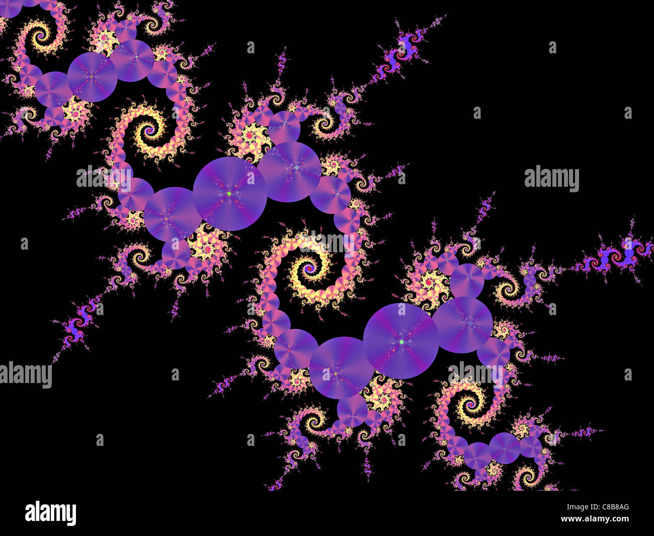 Spirale viola frattali generati utilizzando il ChaosPro programma calcolata Foto Stock