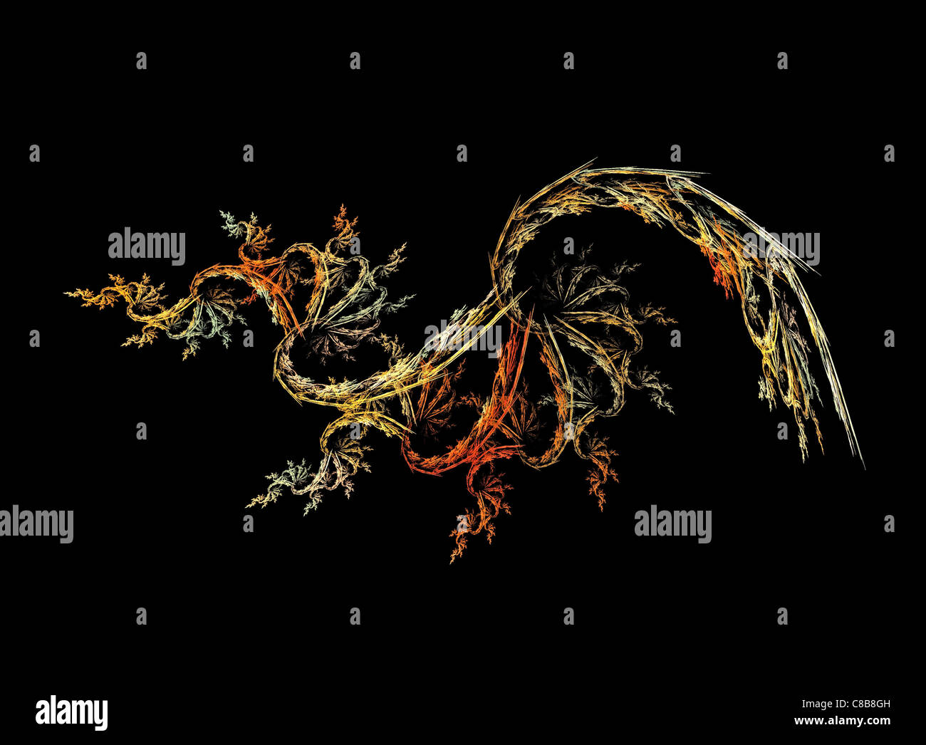 Un frattale di fiamma di un drago creato utilizzando le apofisi programma per computer Foto Stock