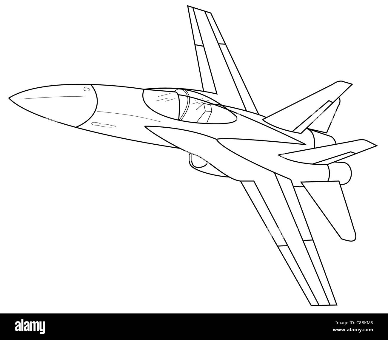 3 Visualizzare la linea di aeromobili arte disegno F-18 Hornet Foto Stock