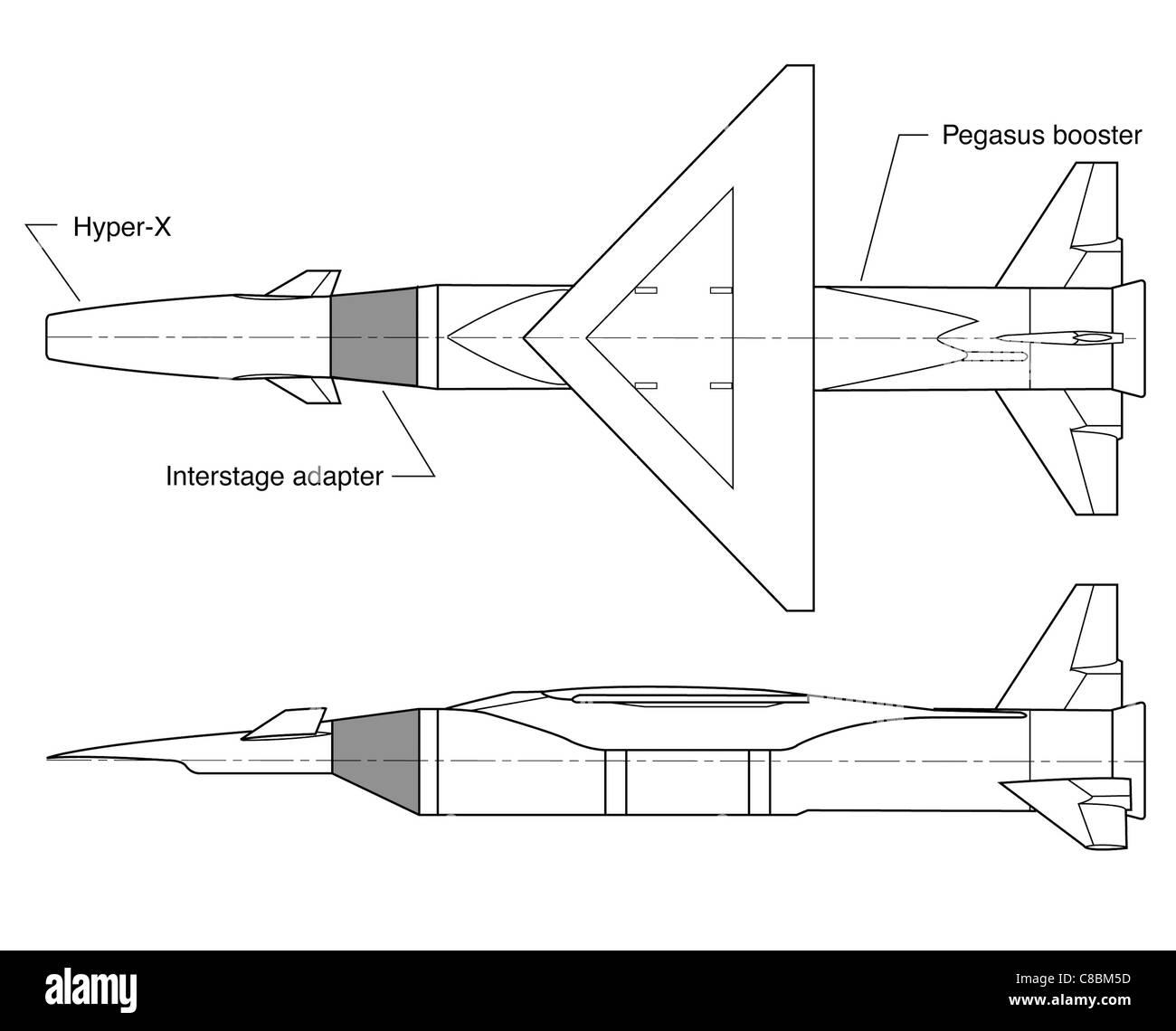 3 Visualizzare la linea di aeromobili arte disegno X-43A Unpiloted ipersonici veicolo di ricerca Foto Stock