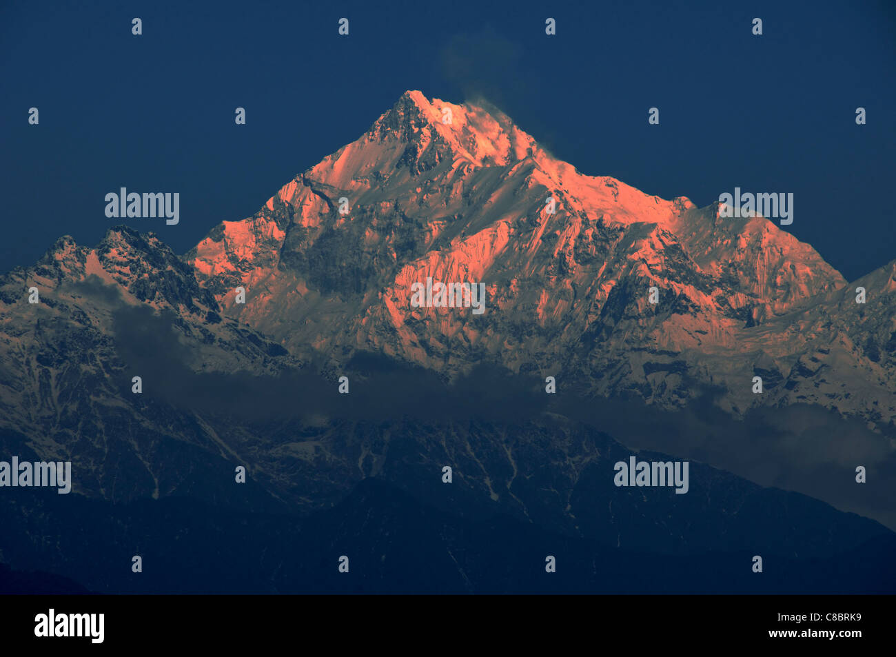 Montare Padim presso sunrise Khangchendzonga intervallo da Gangtok Sikkim India Foto Stock