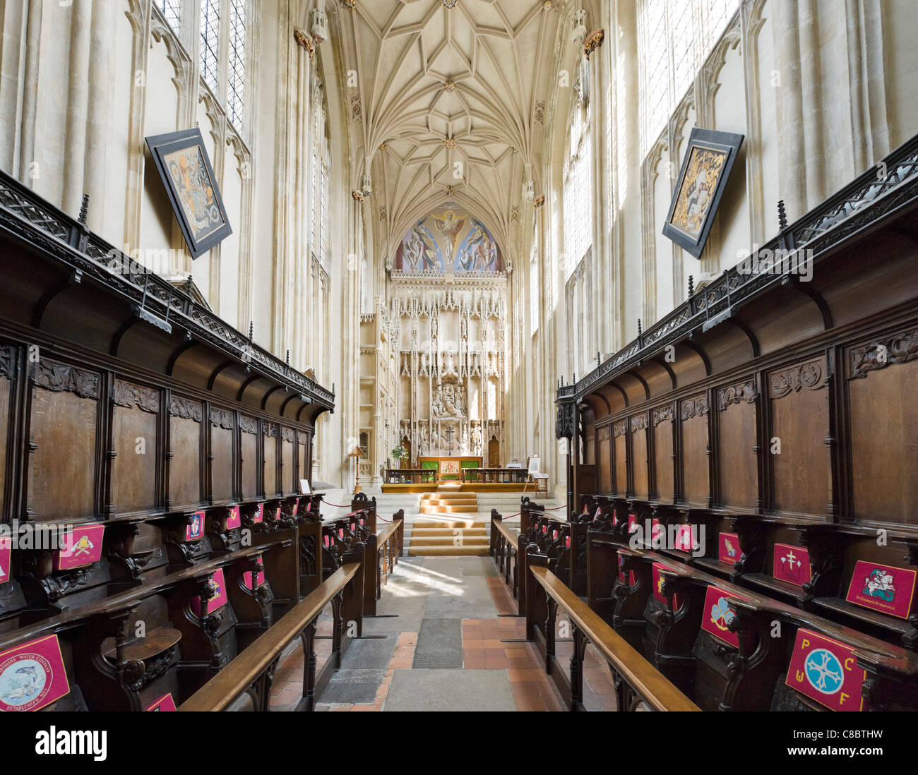 Interno di Christchurch Priory, Christchurch, Dorset, England, Regno Unito Foto Stock