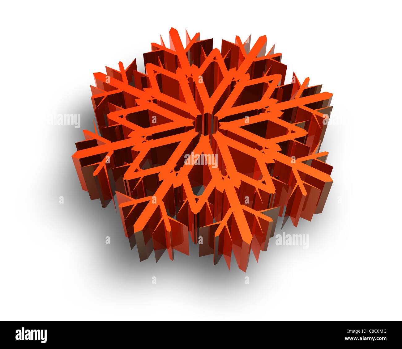 Il colore del fiocco di neve render su sfondo bianco Foto Stock