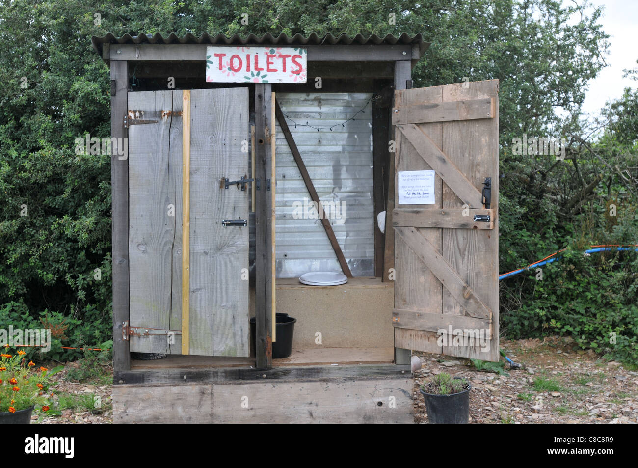 Il compost toilette al festival Holifair in Gweek, Cornwall Foto Stock
