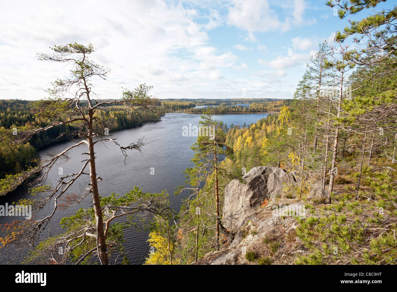 Vista dalla collina Haukkavuori, Rautjärvi Finlandia Europa Foto Stock