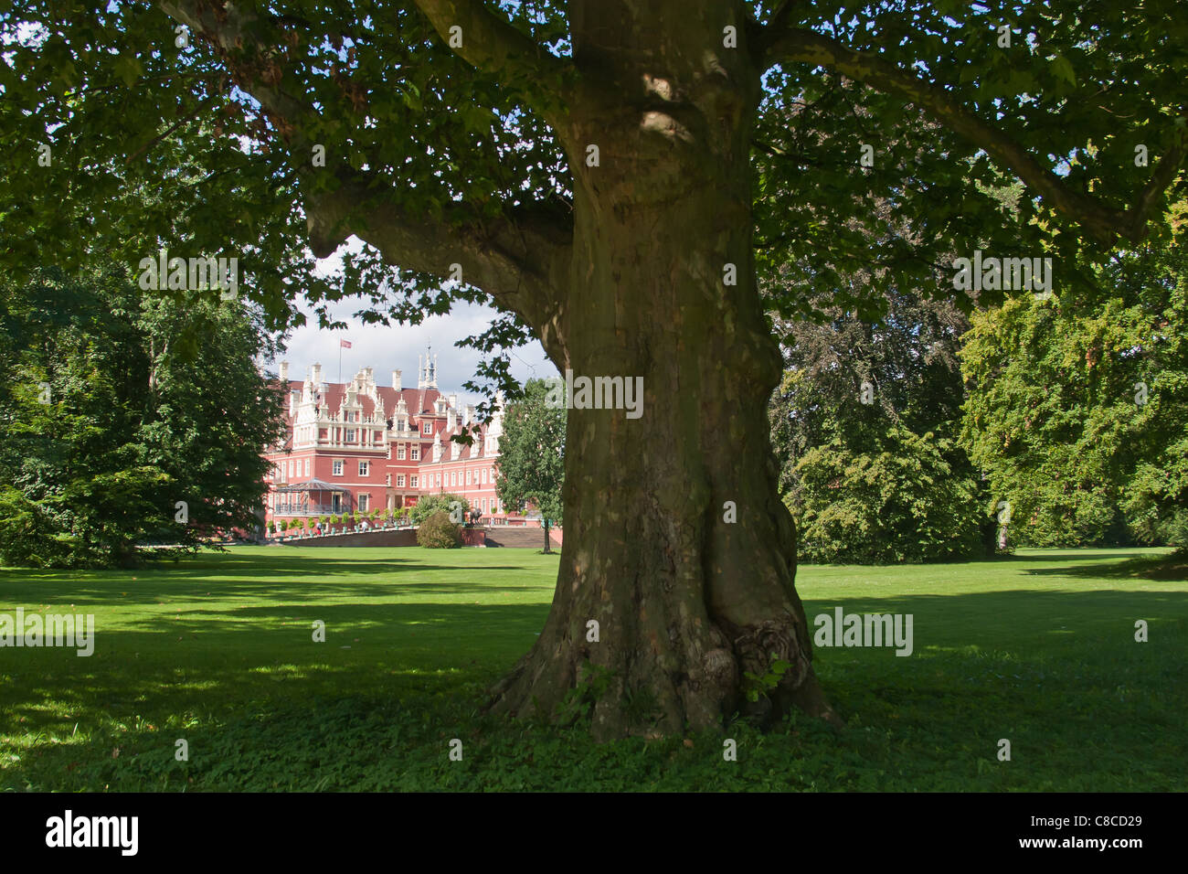 Neues Schloss, Nuovo Palazzo in Fuerst-Pueckler-Park, a Bad Muskau, Germania Foto Stock