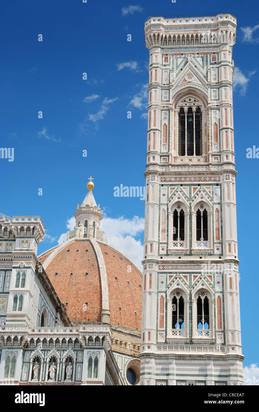 Campanile della Basilica di Santa Maria del Fiore a Florencia, Italia. Foto Stock