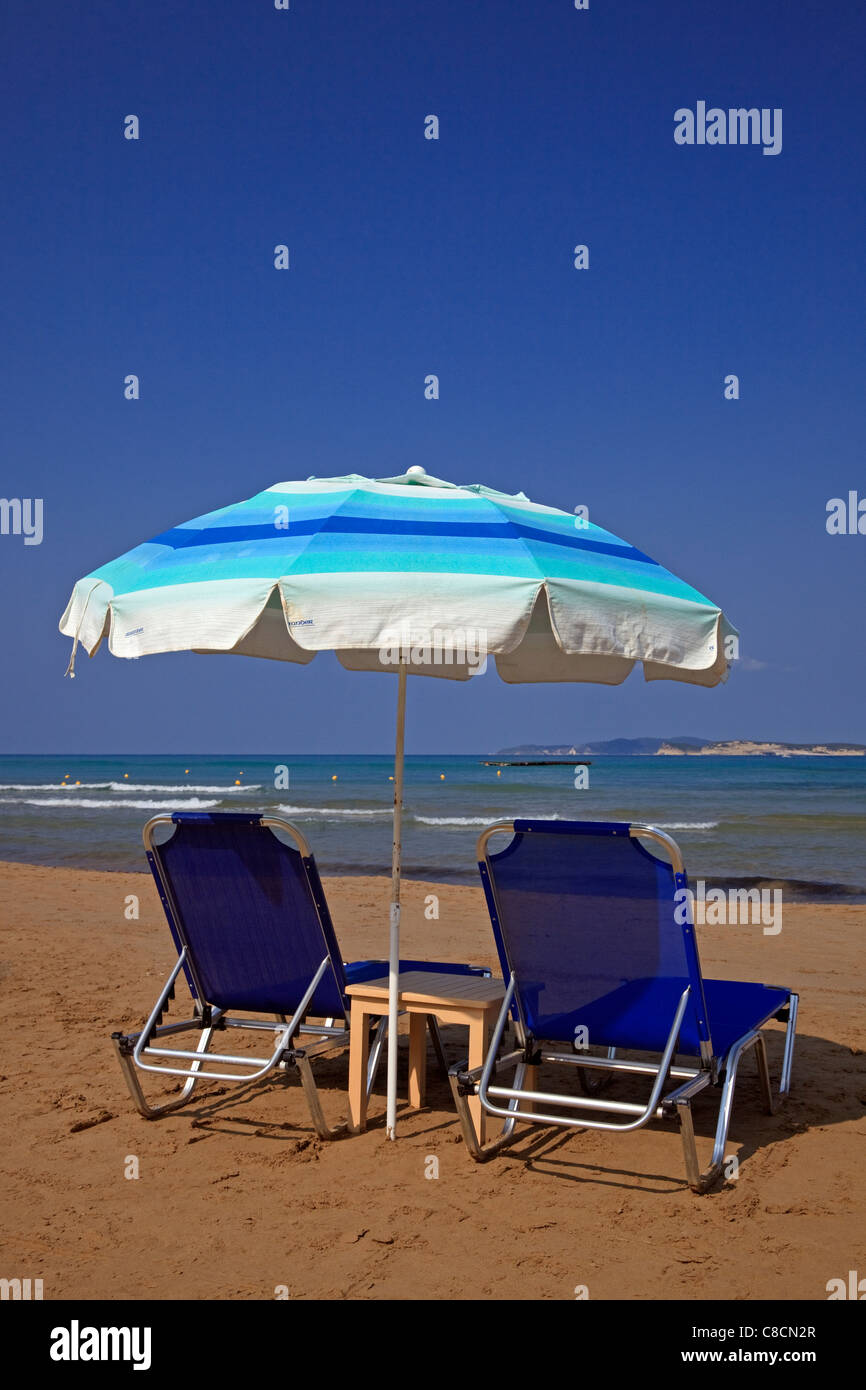 Spiaggia di Agios Stephanos, Corfù, Grecia Foto Stock
