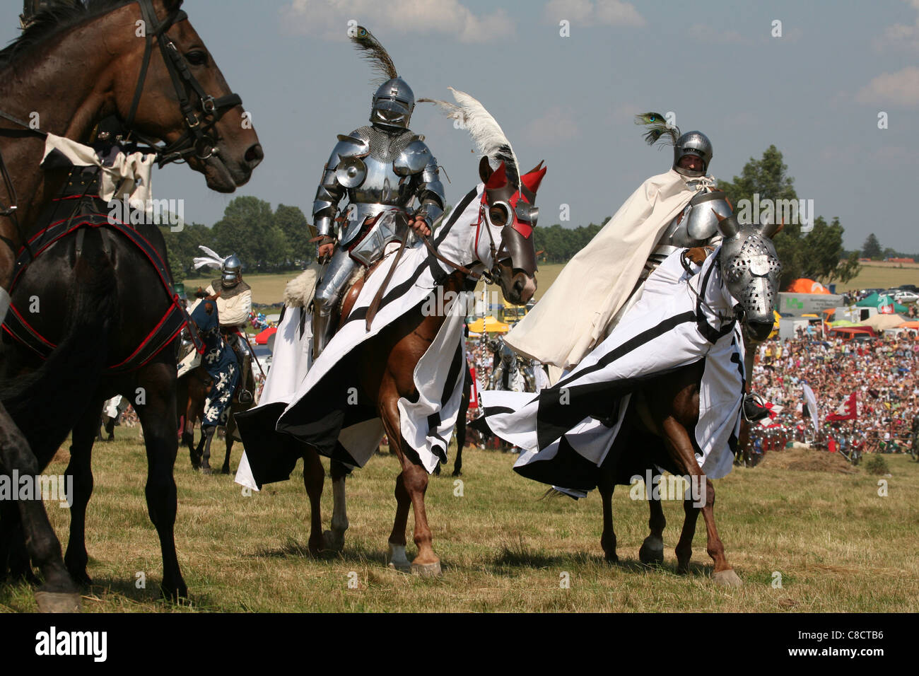 Rievocazione della battaglia di Grunwald (1410) in Polonia settentrionale. Foto Stock