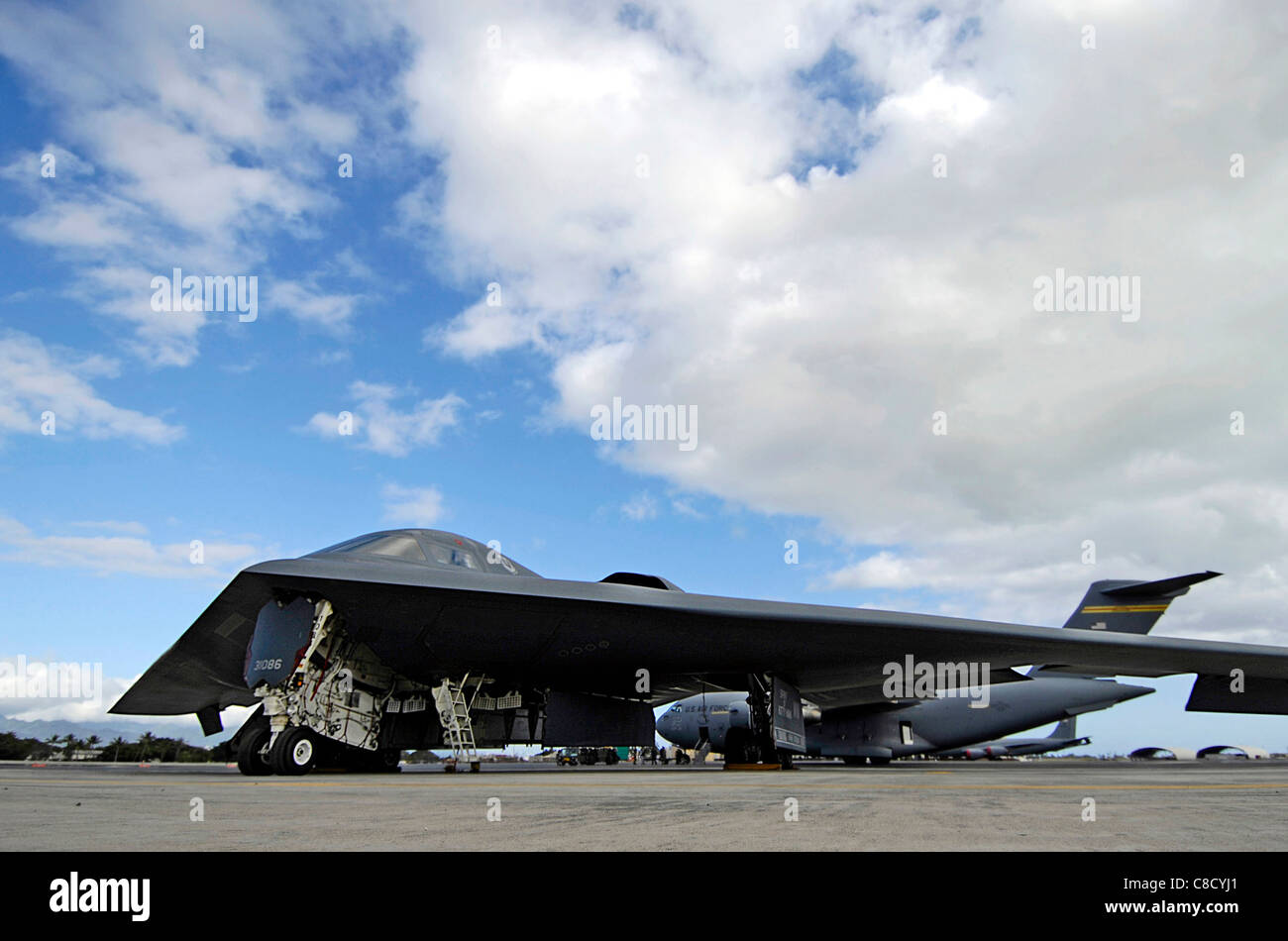 B 2 Spirito bombardiere Stealth Hickam Air Force Base, Hawaii Foto Stock