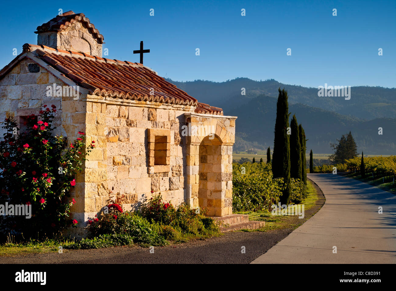 Cappella di preghiera presso la cantina Castello di Amorosa nella Napa Valley, California, USA Foto Stock