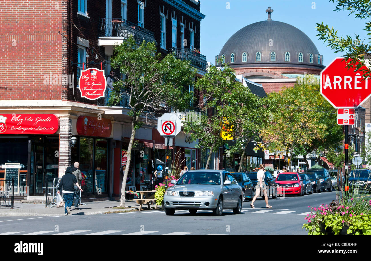 Saint Viateur street Mile End area Plateau Mont Royal città di Montreal in Canada Foto Stock