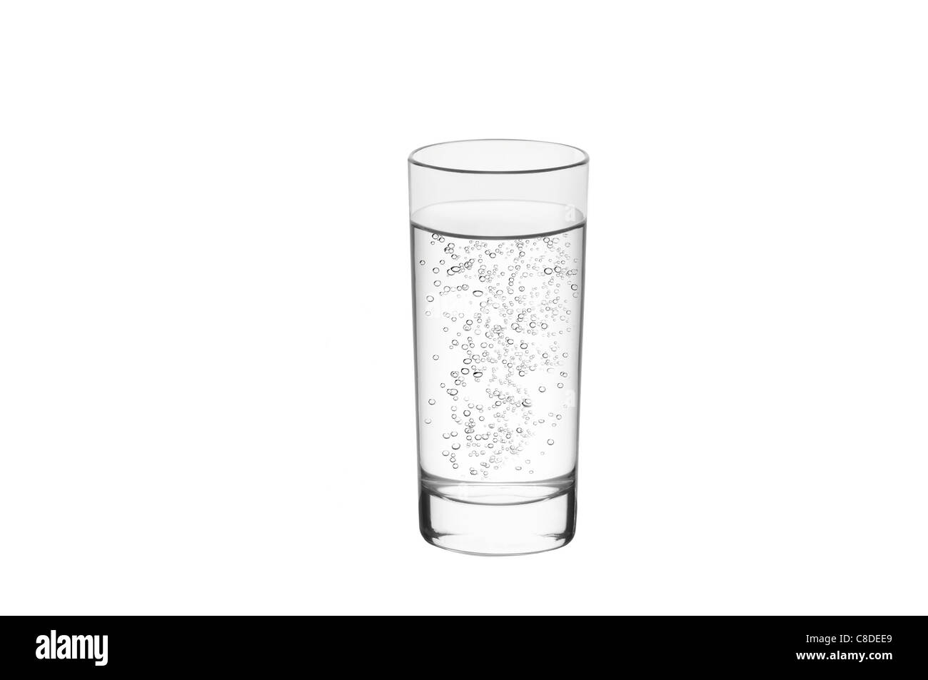 Aria astratto sfondo blu bevanda bollire bolla trasparente pulita fredda drink fresco goccia caduta di energia gas fresco bicchiere salute sano Foto Stock