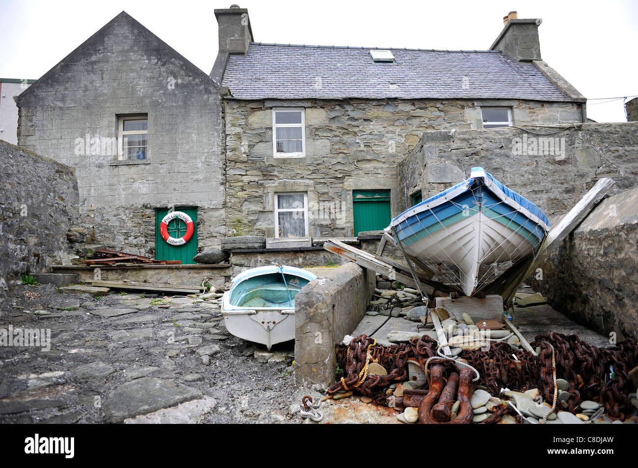 Vista della casa Lodberrie a Lerwick, isole Shetland, Scozia. Foto Stock