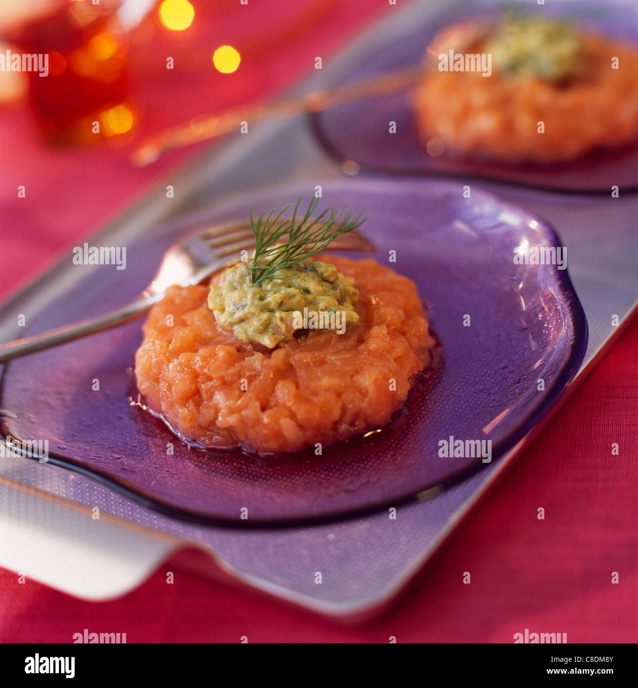 Tartare di salmone Foto Stock