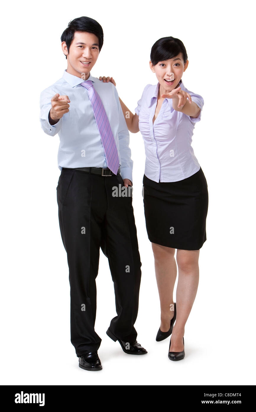 Emozionato i colleghi rivolta Foto Stock