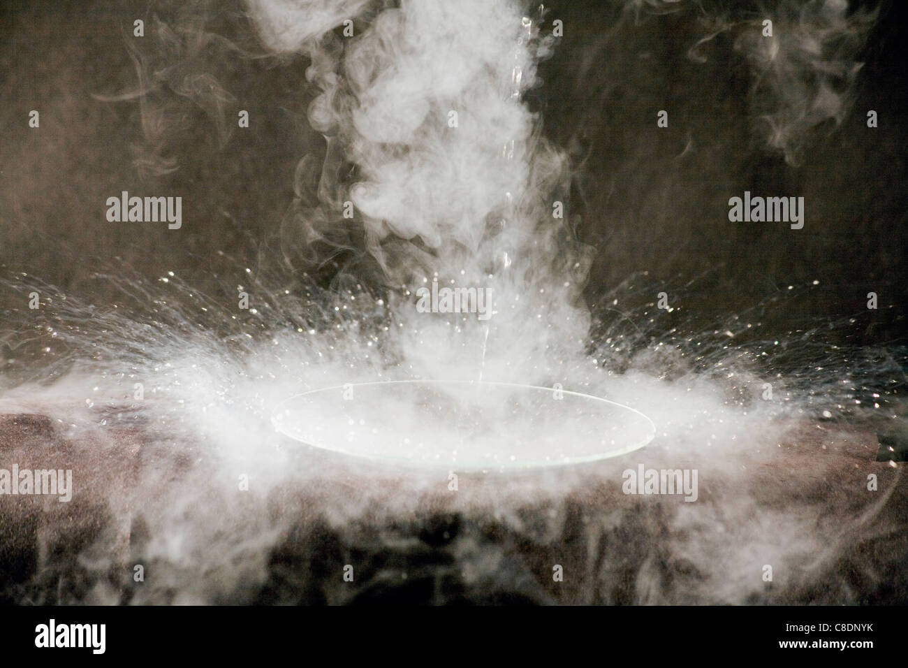 Azoto liquido in ebollizione vigorosamente in modo chiaro la ciotola di  vetro a temperatura ambiente Foto stock - Alamy