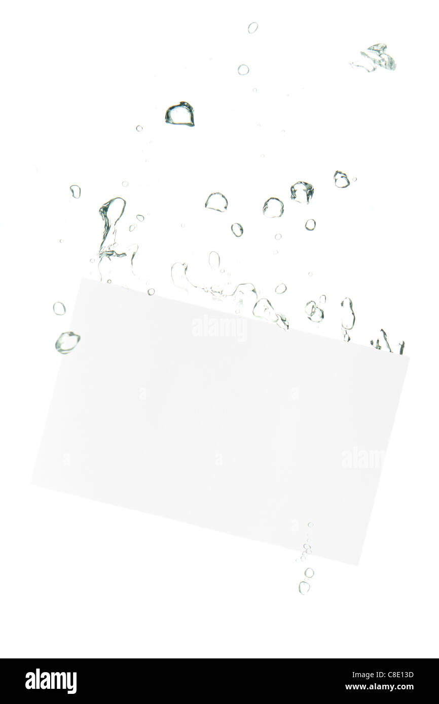 Business Card schizzi in acqua su sfondo bianco Foto Stock