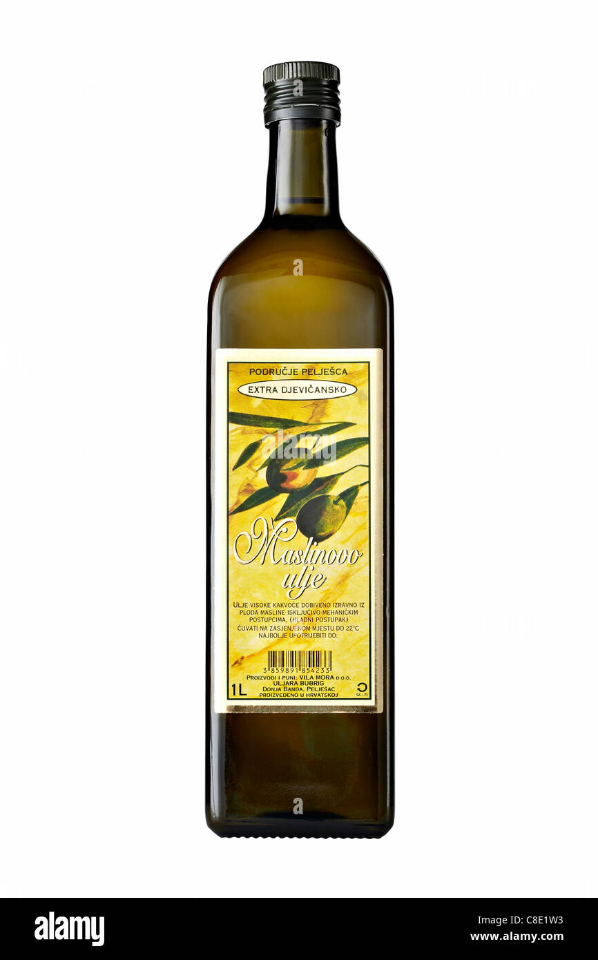 Olio di oliva bottiglia dalla penisola di Peljesac, Croazia Foto Stock