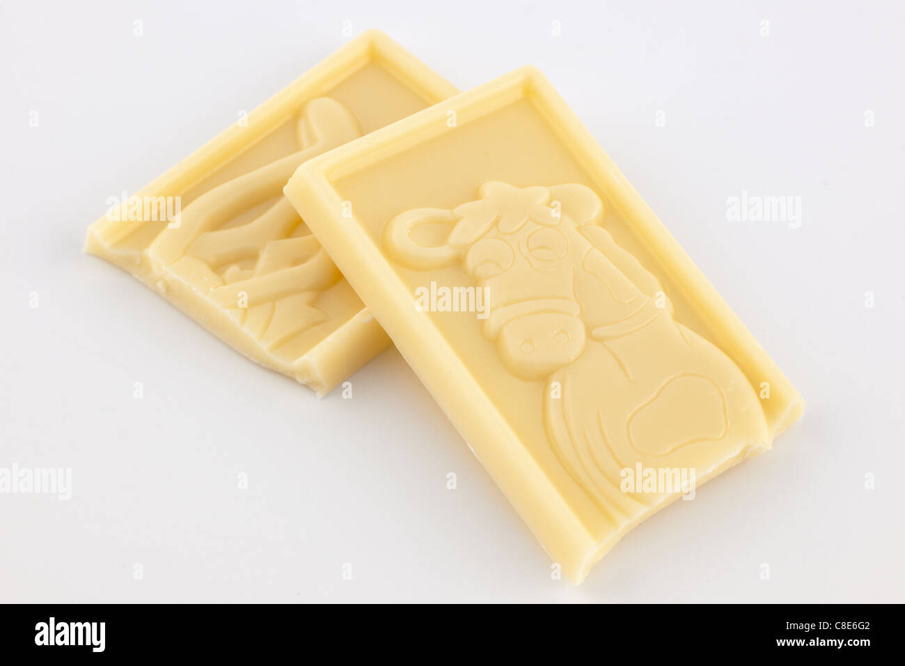 Piccolo bar di Nestlé Milky Bar cioccolato bianco con un personaggio a cavallo Foto Stock
