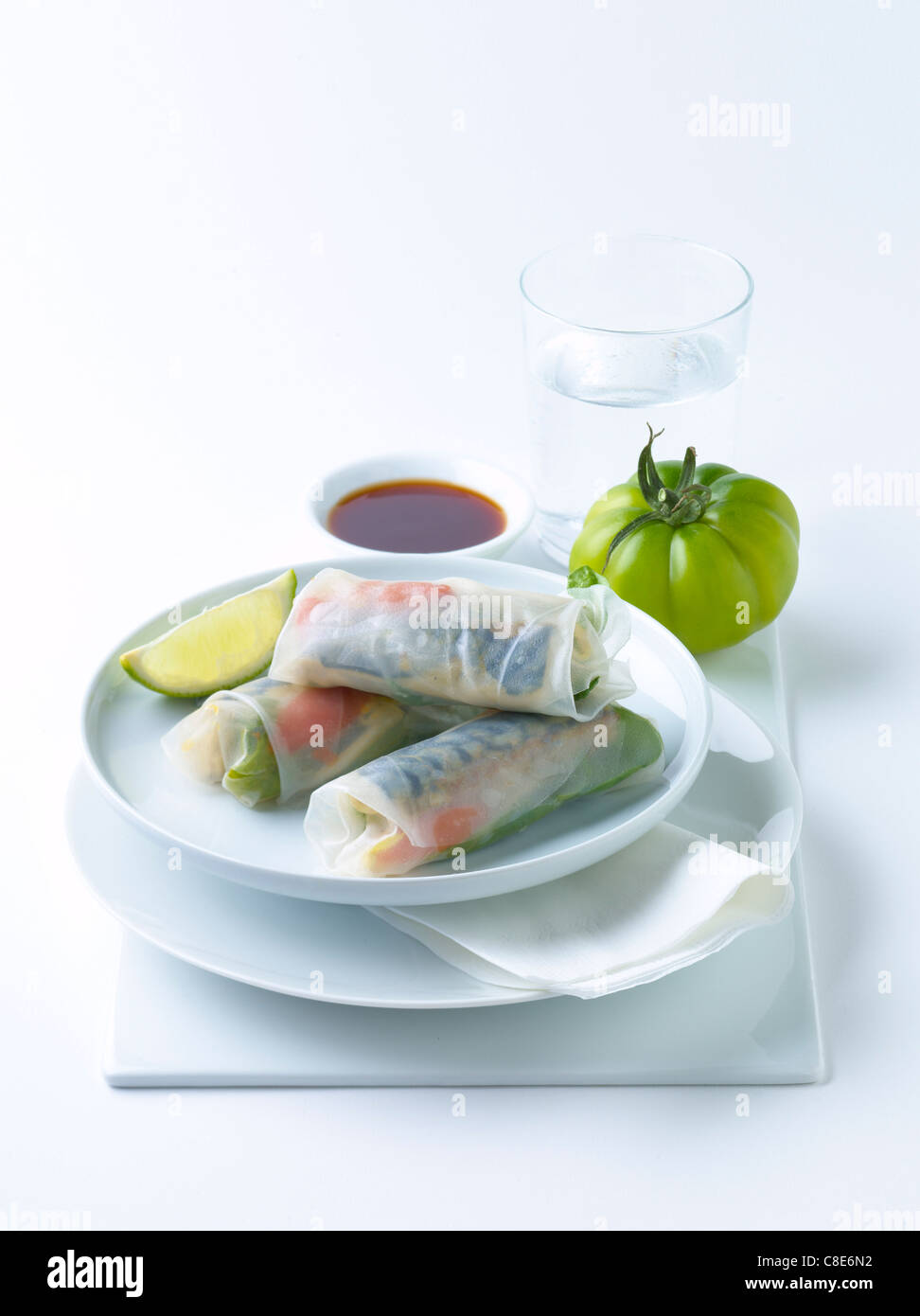 Frutti di mare involtini primavera Foto Stock