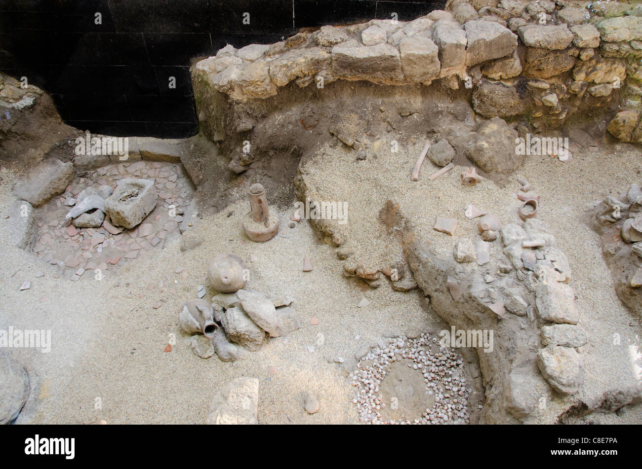 Ucraina Odessa. Vecchie rovine greche (ora sotto vetro) che si trova sotto le strade di Odessa. Foto Stock