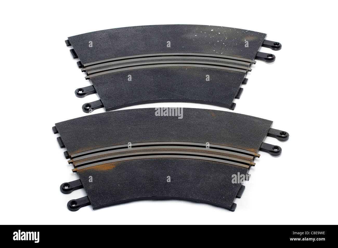 Classic Scalectrix via chicane standard curva C179 x 2 molto usato ma in buono stato di funzionamento Foto Stock Classic Scalectrix via chicane standard curva C179 x 2 molto usato ma in buono stato di funzionamento Foto Stock