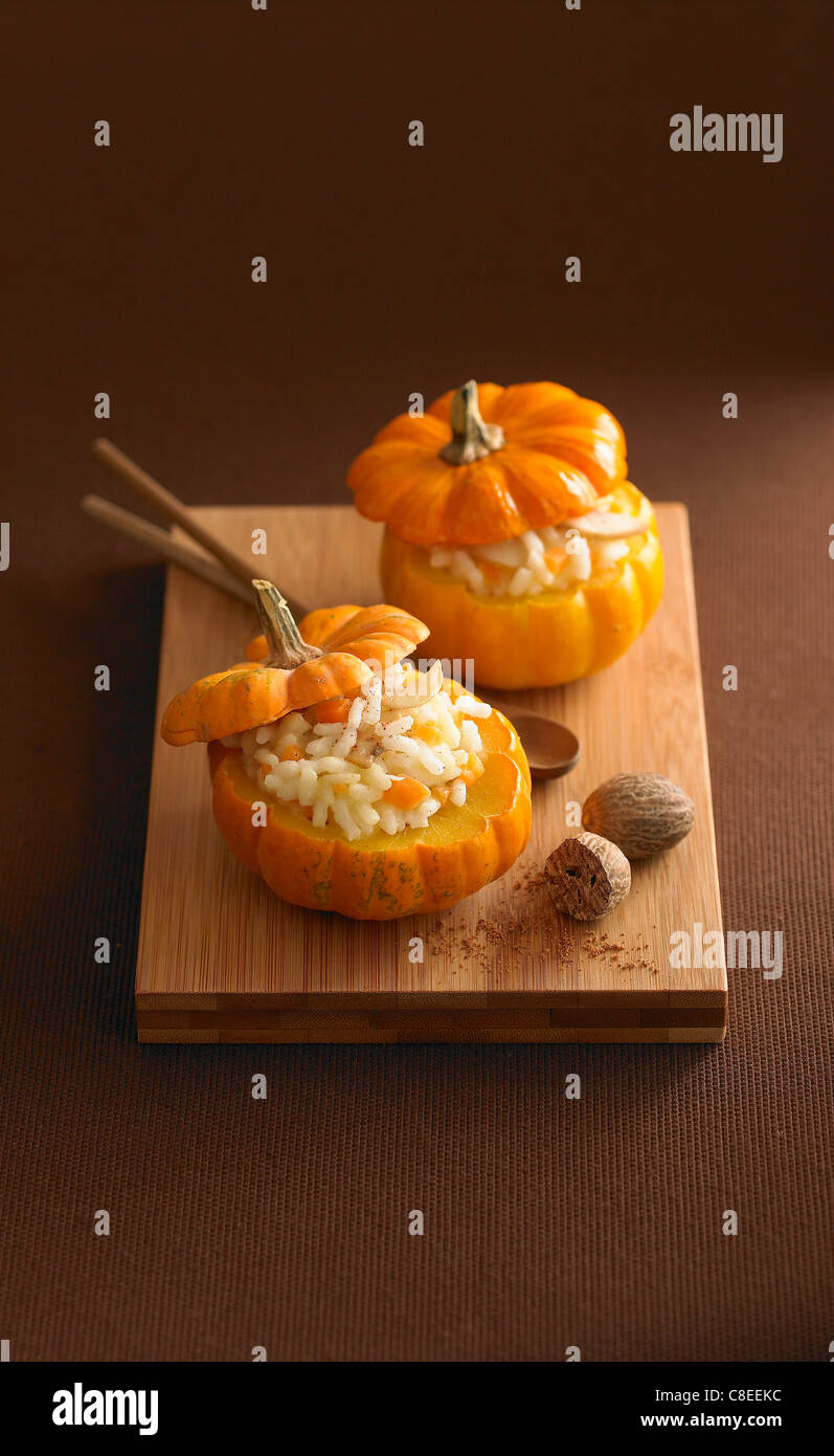 Zucca ripieni di risotto Foto Stock