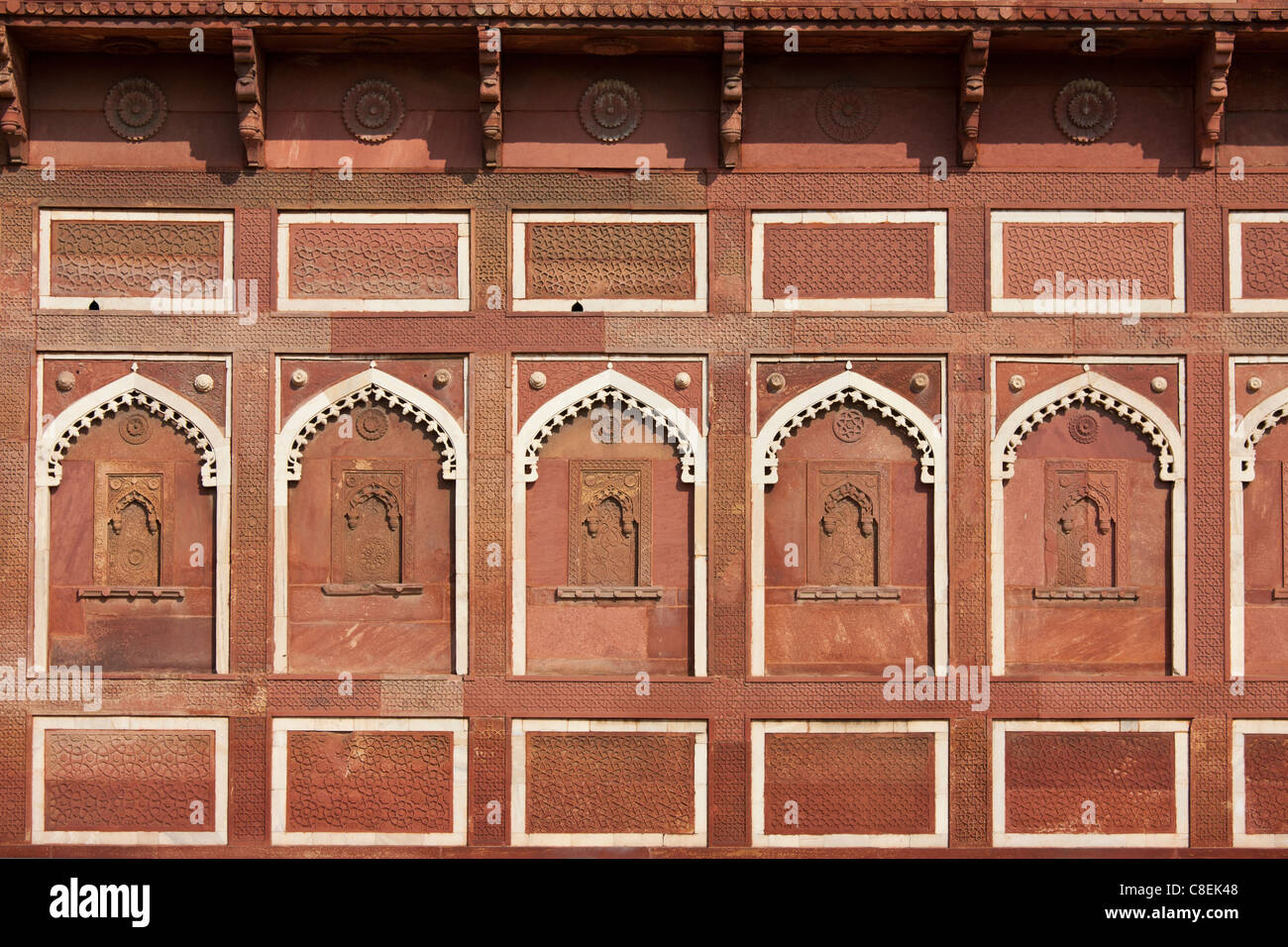 Agra Fort il Jahangir Mahal, zenana palace residence di Rajput mogli di imperatore Mughal Akbar Foto Stock