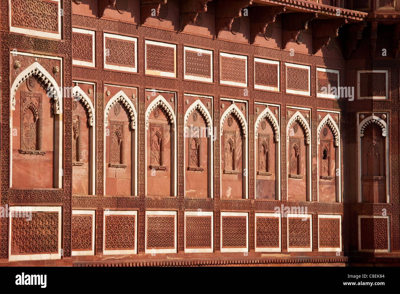 Agra Fort il Jahangir Mahal, zenana palace residence di Rajput mogli di imperatore Mughal Akbar Foto Stock