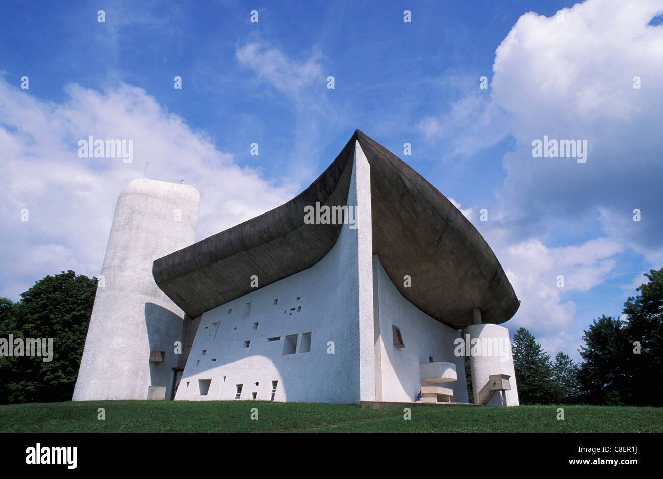 La cattedrale di Notre Dame du Haut, Le Corbusier, Rochamp, Franche-Comte, Francia, Europa, chiesa Foto Stock
