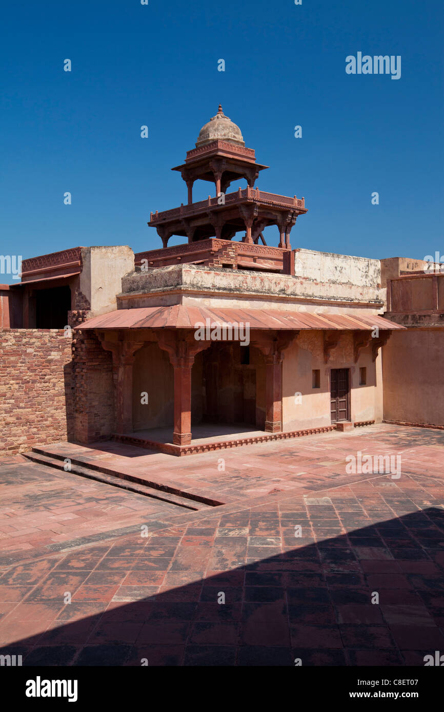Fatehpur Sikri del XVII secolo il palazzo storico e la città del Mughals, Sito Patrimonio Mondiale dell'UNESCO a Agra, India settentrionale Foto Stock
